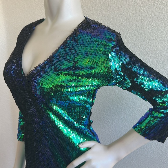ZARA green sequined dress - Picture 6 of 11